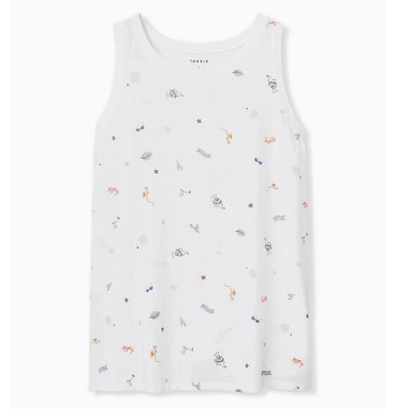 Torrid Plus Size 4 (26) White Summertime Print Vintage Burnout Crew Tank Top - Picture 2 of 16